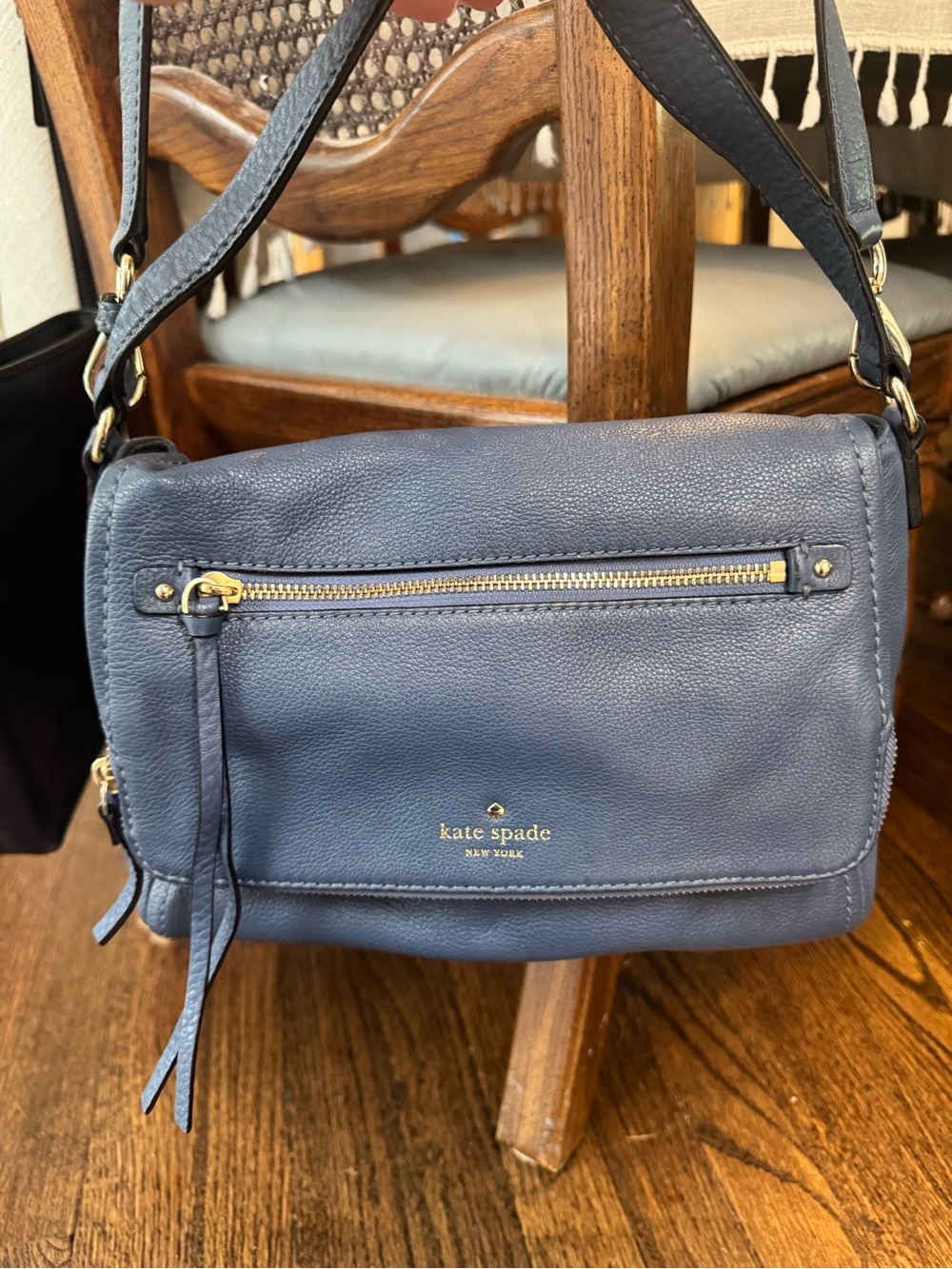 Kate Spade Dusty Blue Small Cobble Hill Toddy 100% Leather Crossbody Bag